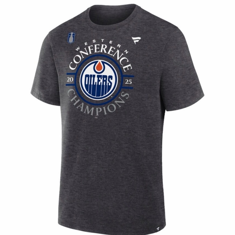 Men's 2XL Edmonton Oilers 2025 Western Conference Champions‎ Locker Room T-Shirt